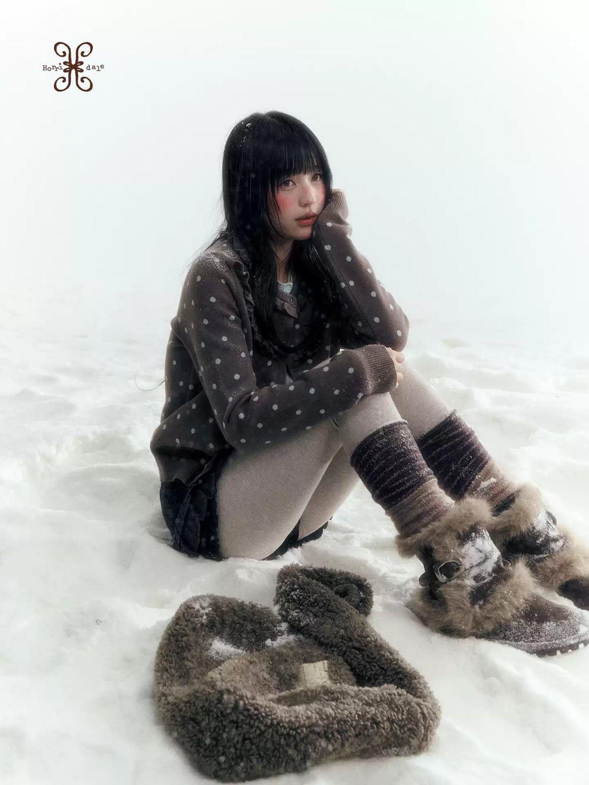 Horridale - [FREE GIFT] Dark Gray Fair Isle Knit Leg Warmers with Stripes