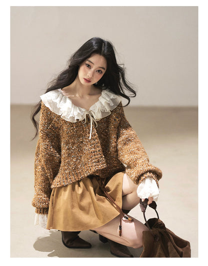 AOMALM - Toasted Pecan Marled Knit Cardigan