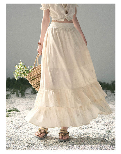 “Fallen Into the Garden” Dutch Cream Two-Piece Skirt Set 5635432