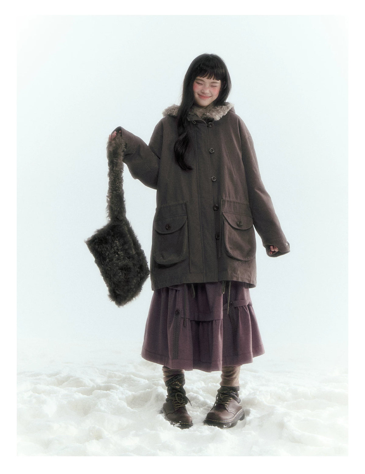 Horridale - Vintage Washed 90% White Duck Down Parka with Faux Fur Hood - Coffee Brown