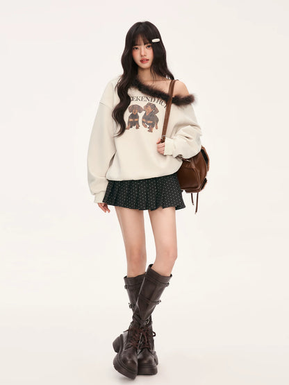 "Cozy Departure" Apricot Off-Shoulder Sweatshirt
