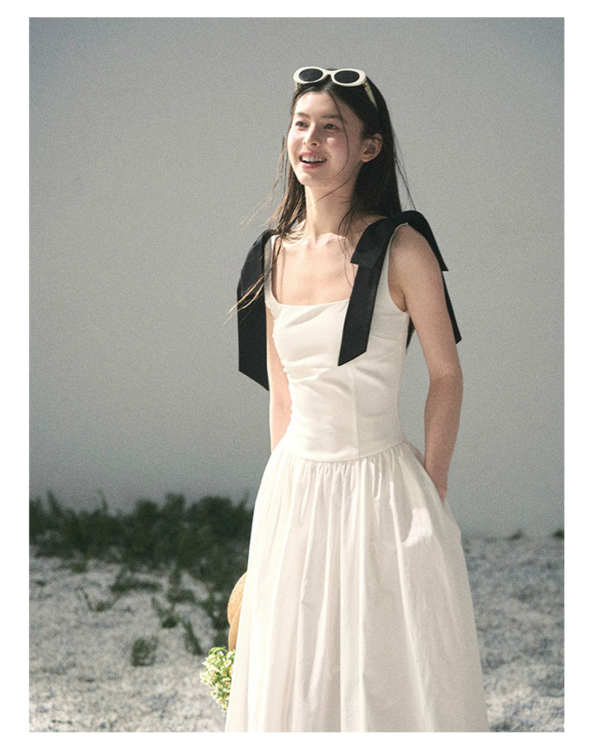 "Whispered Spring Midnight" Gardenia White Maxi Sundress 84545