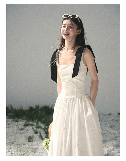 "Whispered Spring Midnight" Gardenia White Maxi Sundress 84545