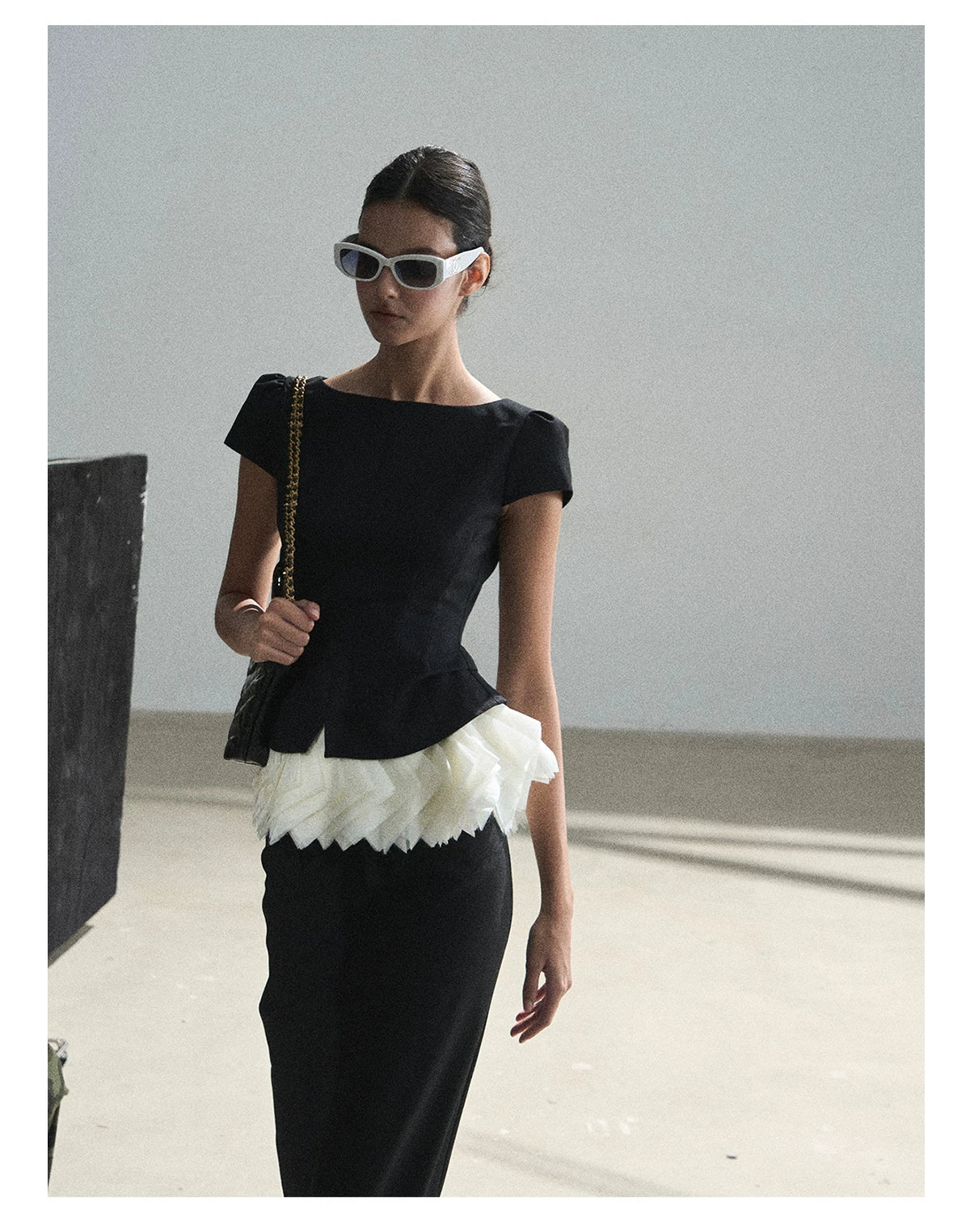"Her Black & White Poem" Elegant Contrast Two-Piece Set
