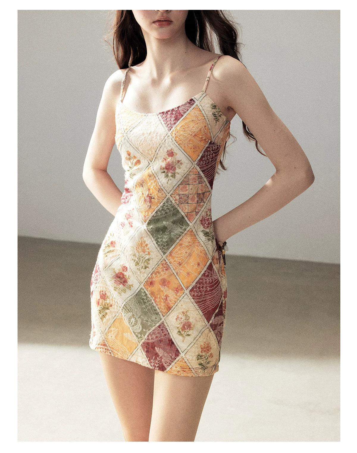 "In Her Lingering Gaze" Van Dyke Brown Floral Cami Bodycon Mini Dress