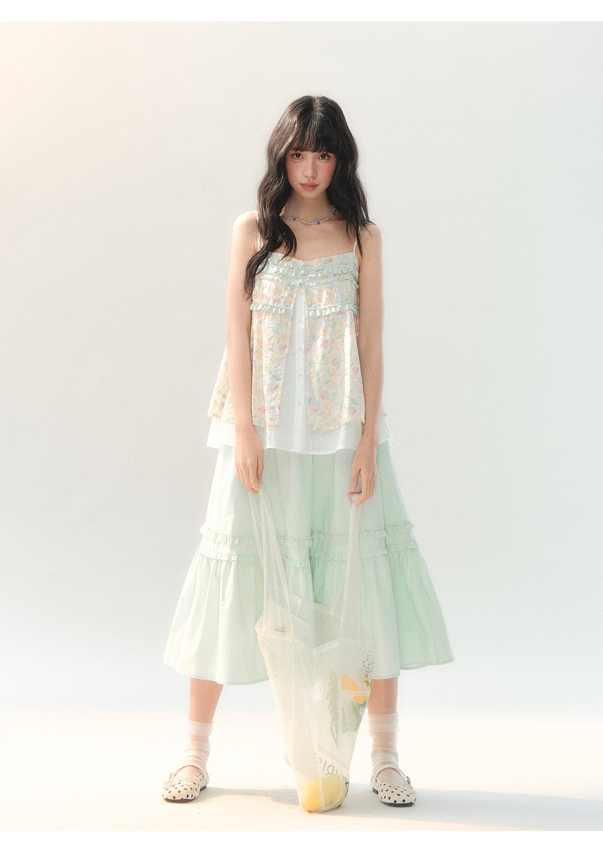 [CAN] "Spring Garden" Floral Lace Cami Skirt Set
