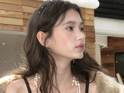 Vintage Key & Pearl Layered Long Necklace – Luxury Water Drop Charm Statement Necklace for Women