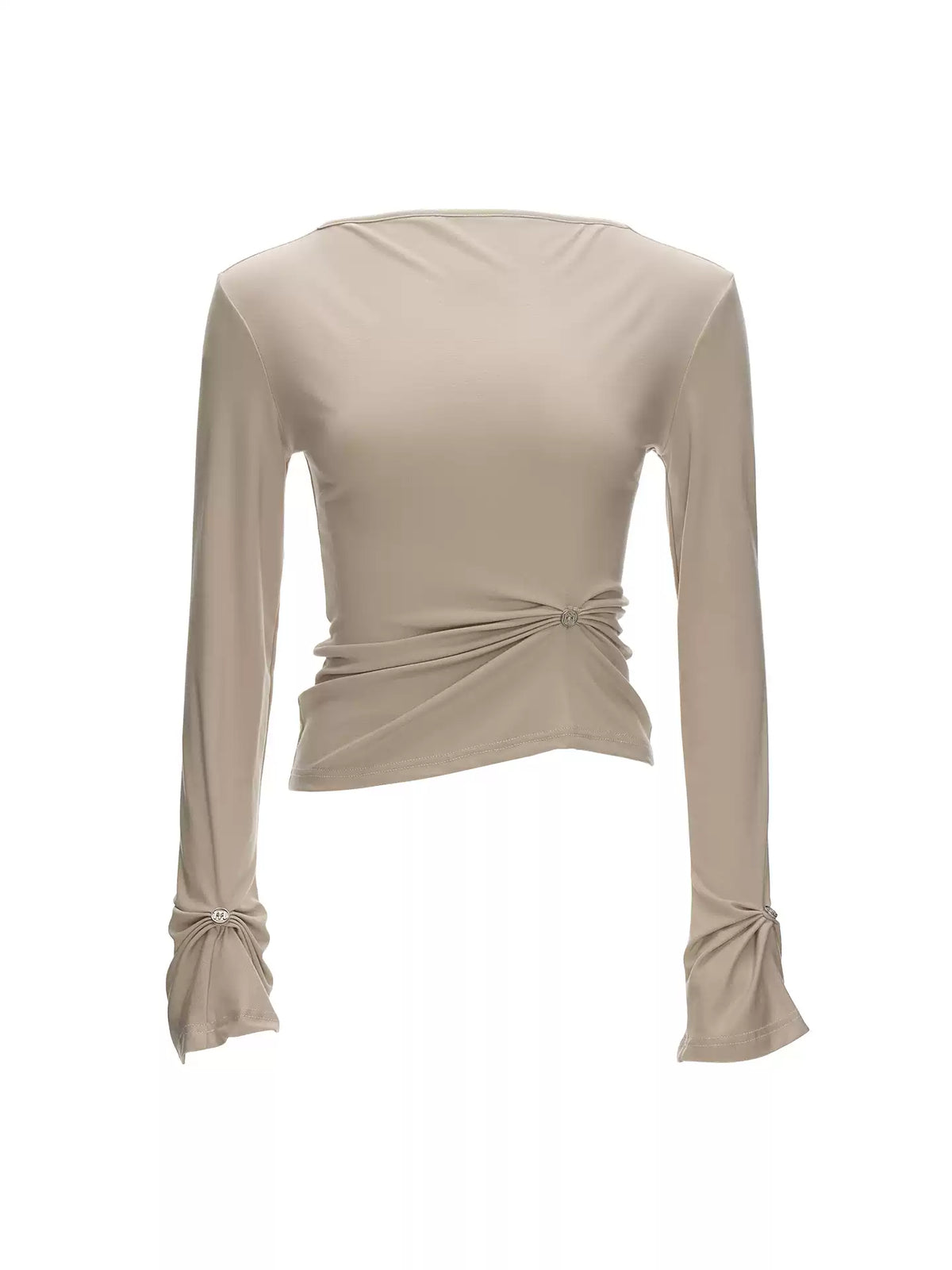 MAMC - Light Apricot Twisted Ruched Lyocell Long Sleeve Top
