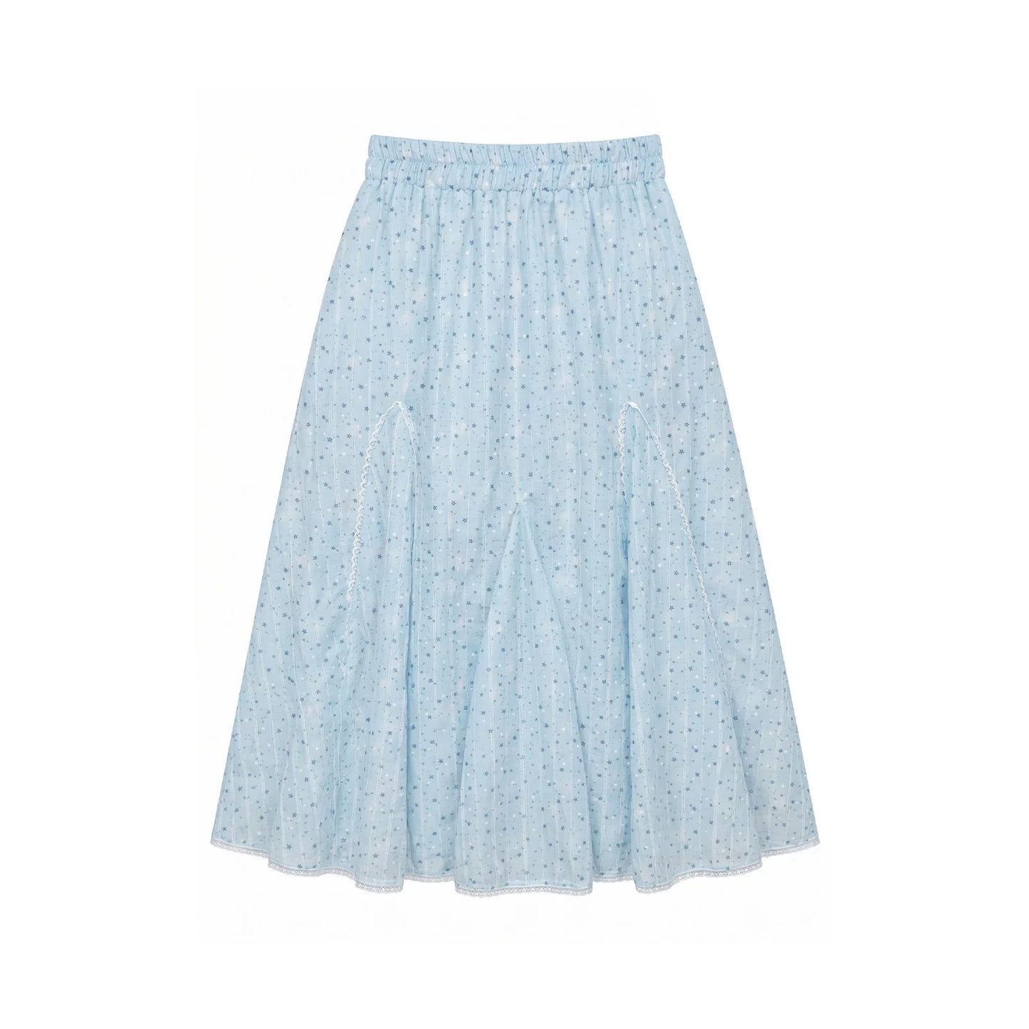 “Blue Berry Stardust” Blue Floral Polka Dot Skirt