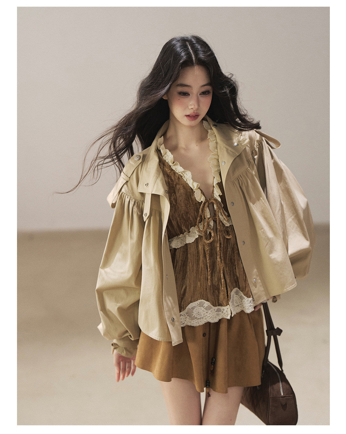 170726 "Where the Wind Wanders" Light Sand Cropped Utility Jacket