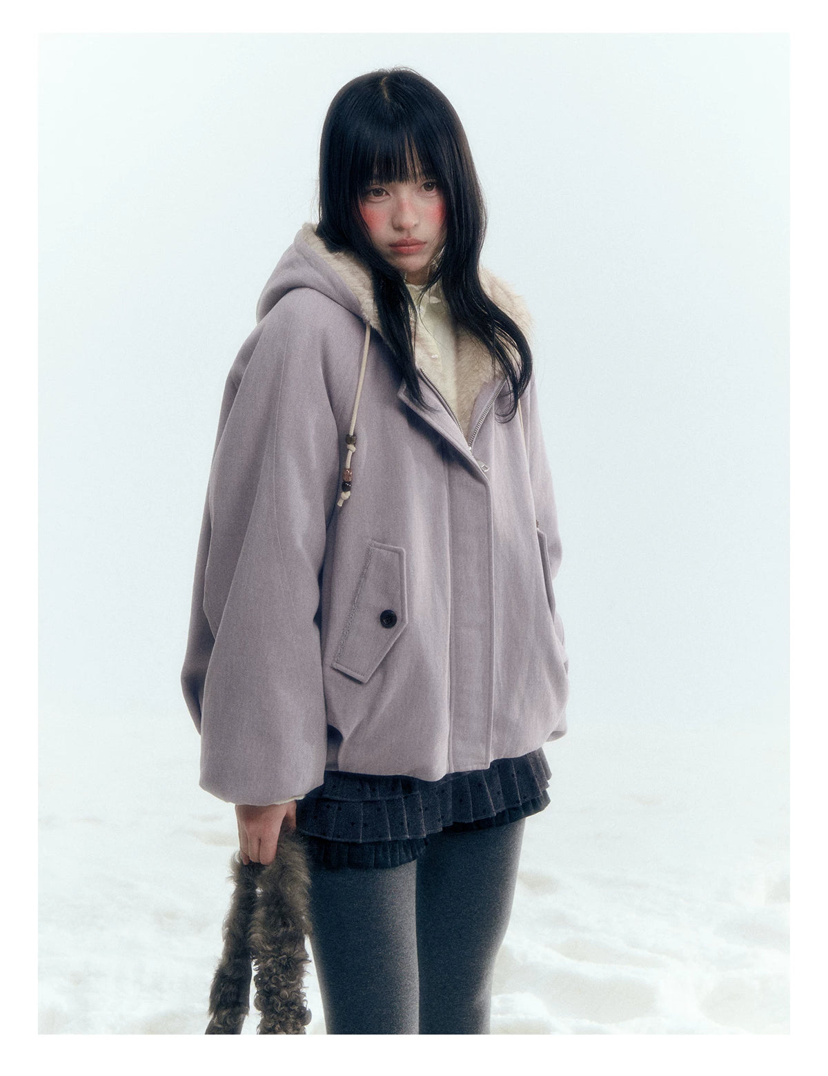 Horridale - Reversible Vintage Puff Jacket with Faux Fur – Misty Purple