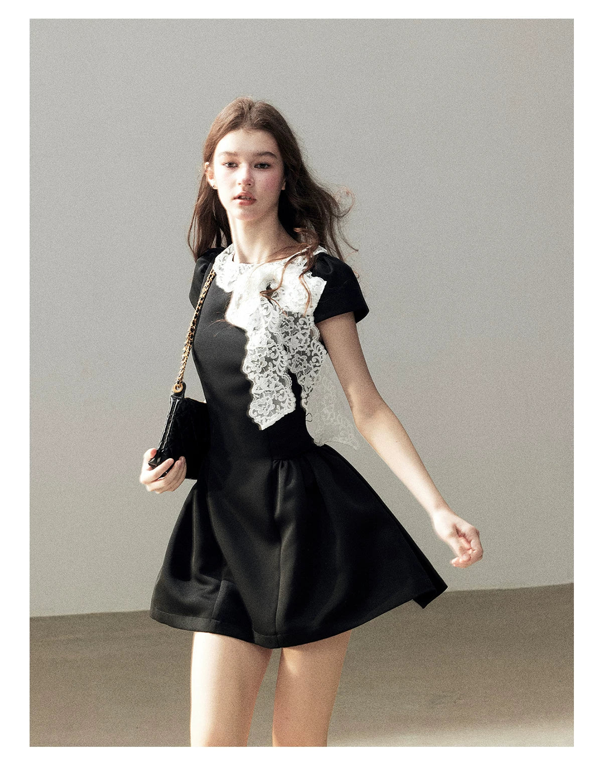 "A River Woven by Moonlight" Rich Black Lace Cocktail Mini Dress