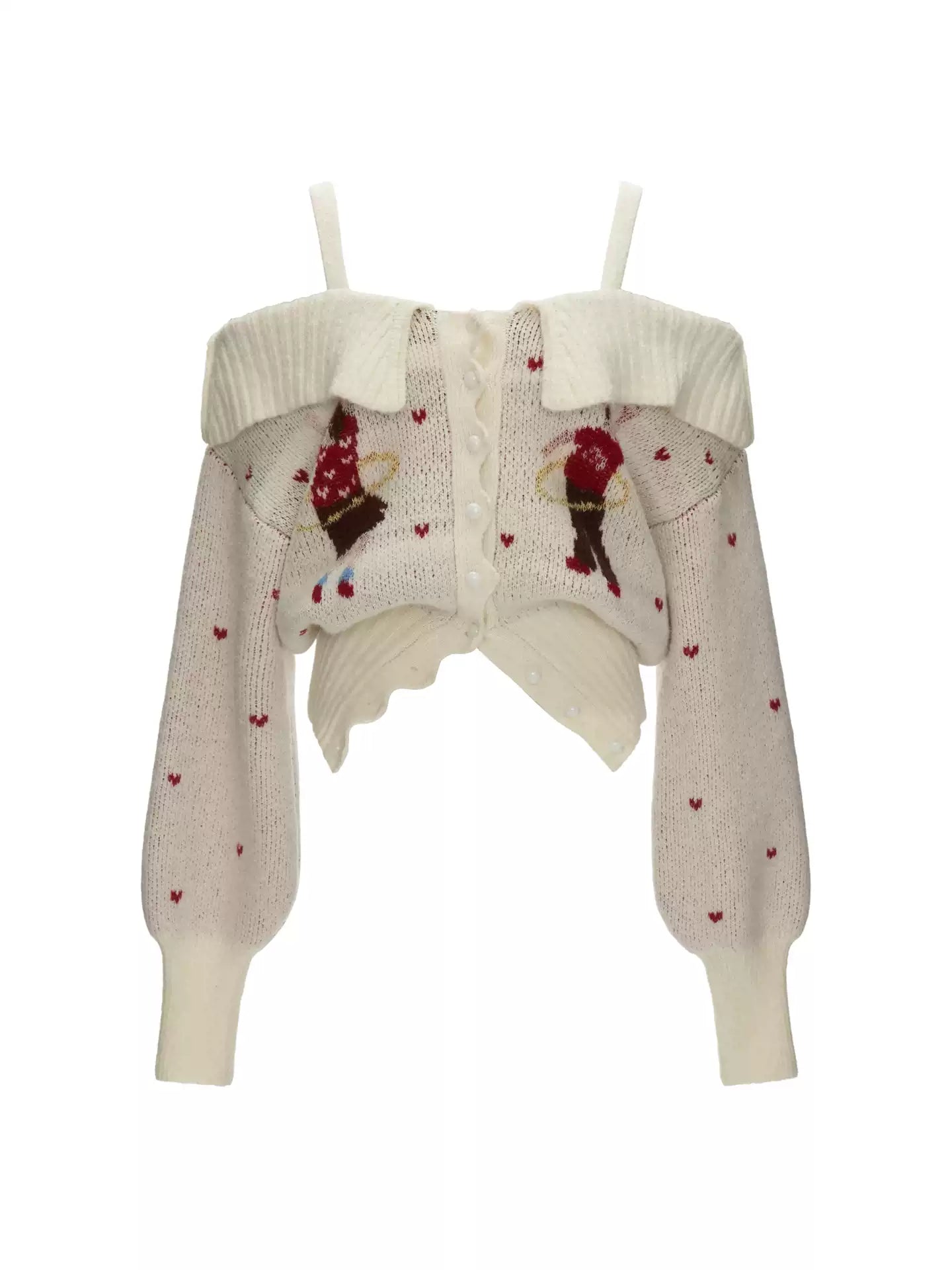 MAMC - Two-Way Hoop Neck Sweater Cardigan
