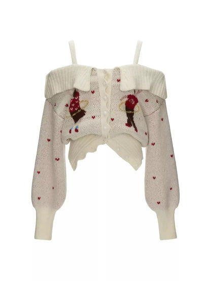 MAMC - Two-Way Hoop Neck Sweater Cardigan