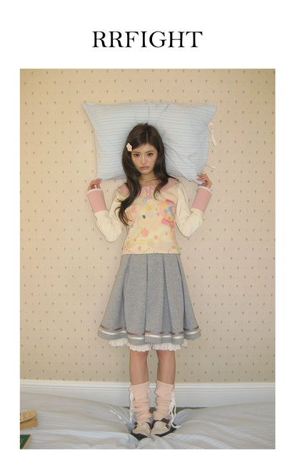 “Spring Palette Reverie” Apricot Cropped Knit Top
