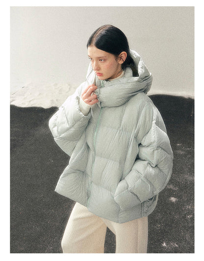 少也眼 "Thawing Snow Realm" Matte Nylon Down Puffer Jacket - Glacier Blue