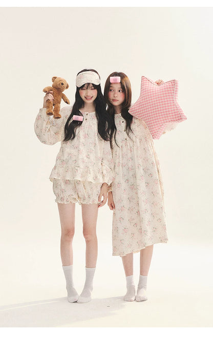 "Floral Journal" Cream Floral Pajama Collection (Free Eye Mask)