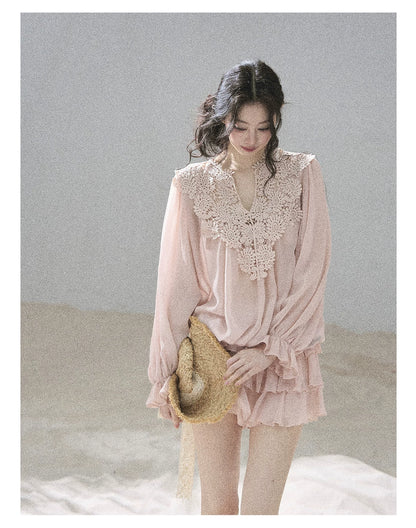 "Flowers on the Breeze" Blush Pink Top & Mini Skirt Two-Piece Set