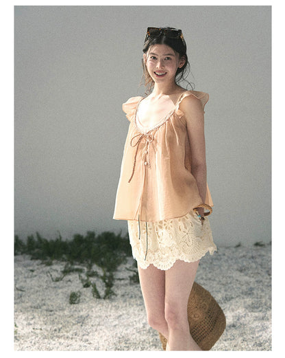 “Your Whisper” Lotus Mauve Babydoll Twinset Top