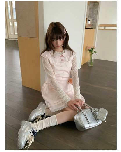 “White Tea Daydream” Pink Peter Pan Mini Dress