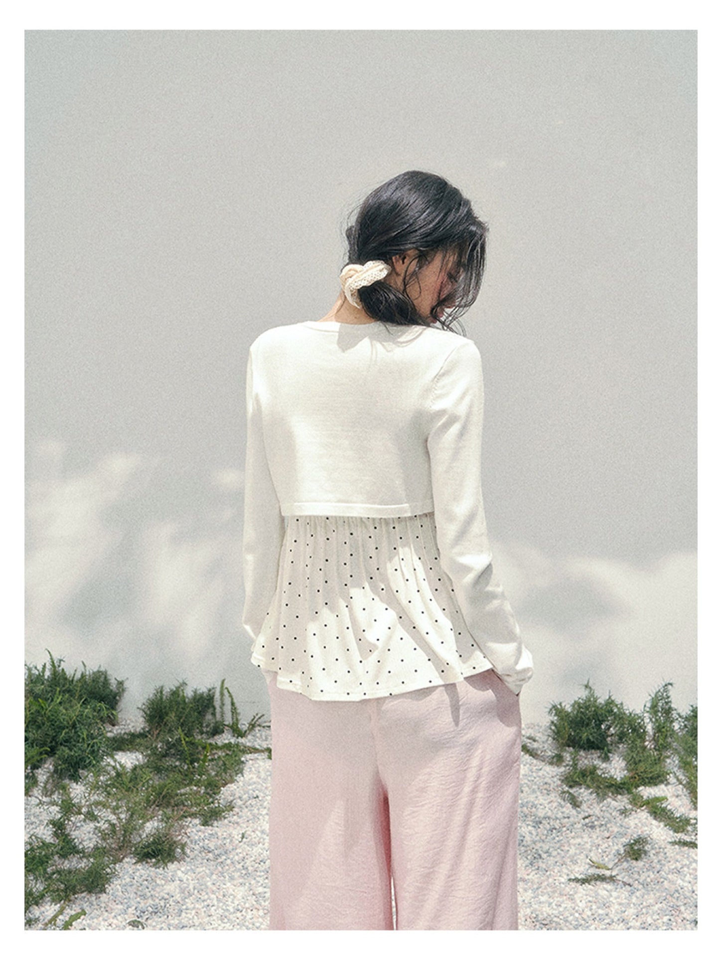 少也眼 “Polka Brandy Lace” White Modal Lace Set 136