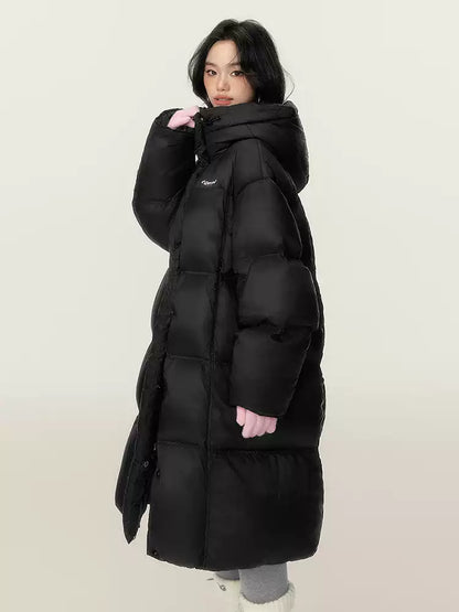 EPTISON - Jet Black Long 90% White Duck Down Puffer Coat