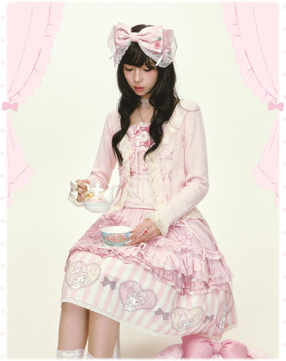 “Pink Dollcore” Pink My Melody Layered Lolita Girl Set