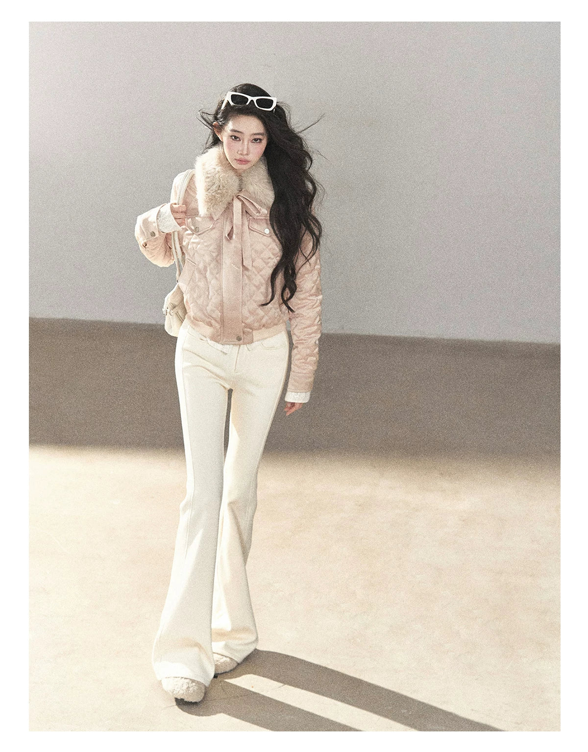 AOMALM - Cinnamon Pink 90% White Duck Down Cropped Puffer Jacket