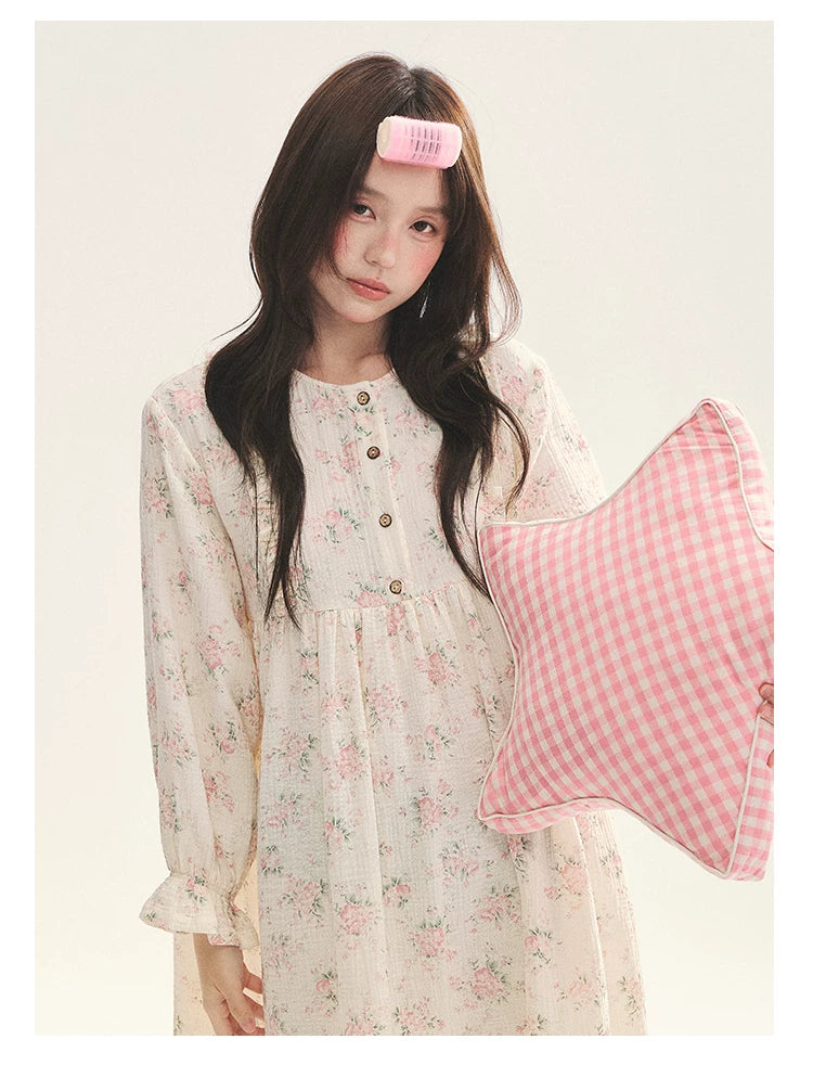"Floral Journal" Cream Floral Pajama Collection (Free Eye Mask)