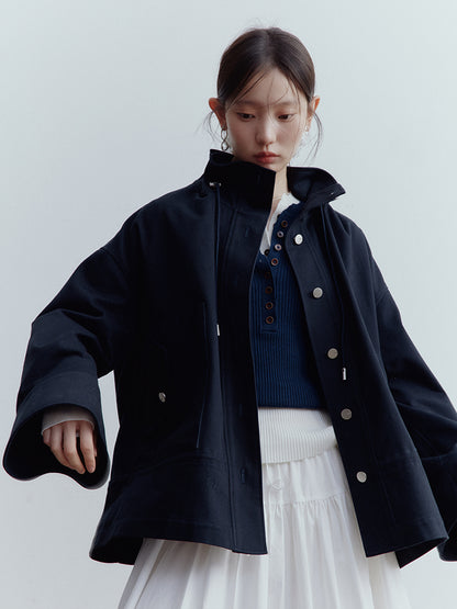 FUSSED Blues Prussian Blue Workwear Jacket – Dusky Blue Cotton FOF-25SS162