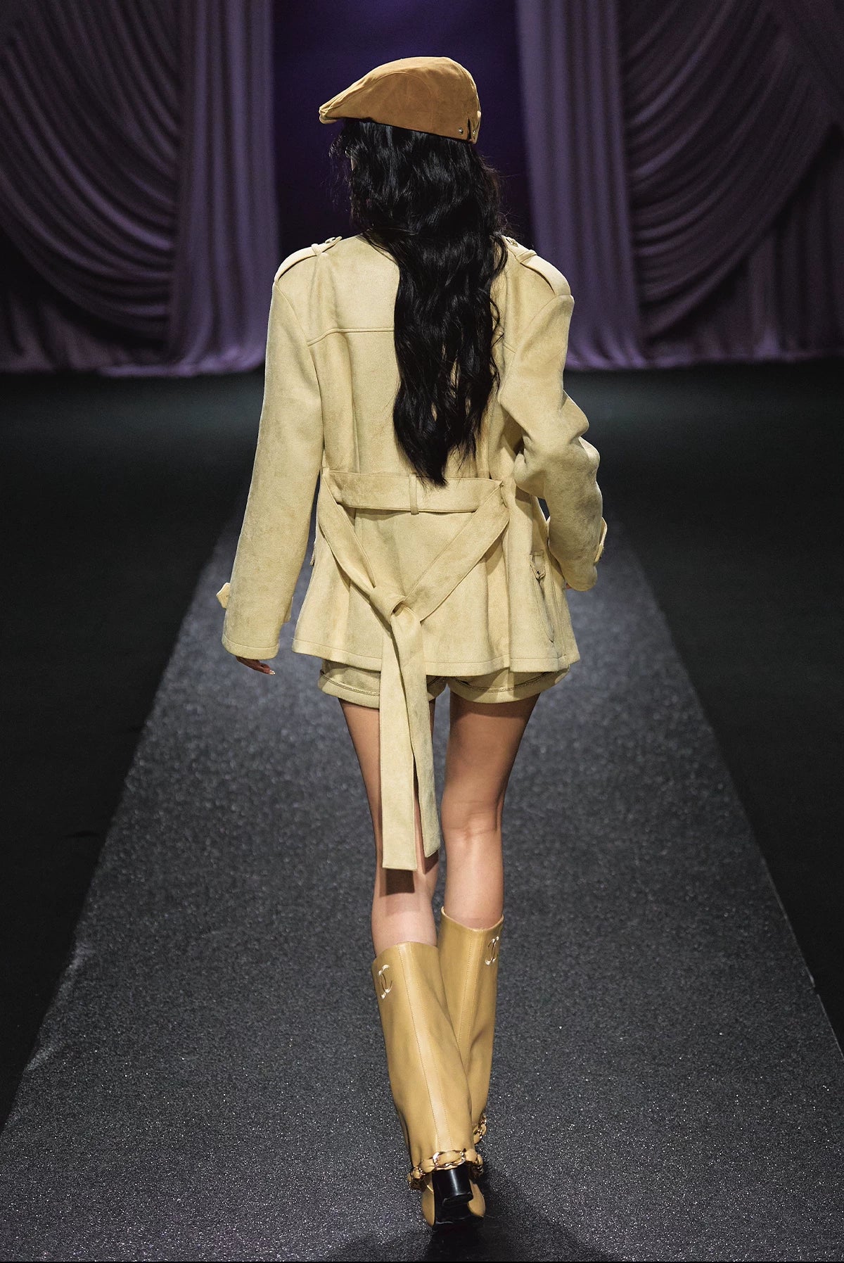 "Golden Dune" Khaki Faux Suede Jacket & Tailored Shorts Set