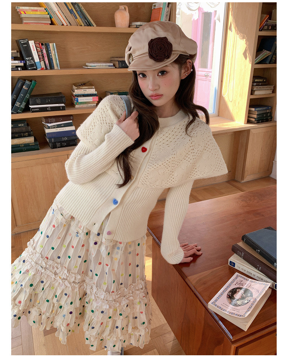 “Marshmallow Cloud Reverie” Cream Cape Knit Cardigan