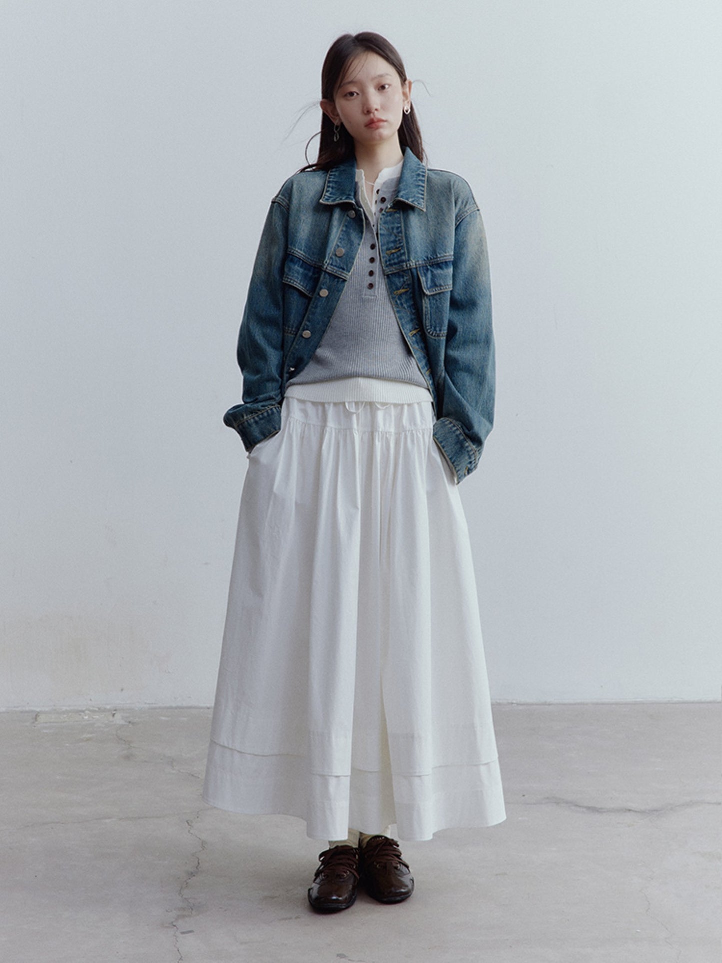 FUSSED Vintage Blue Oversized Washed Denim Jacket FOF-25SS165