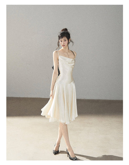 170726 "Planting a Garden of Pear Blossoms" Cream White Lace Mini Dress