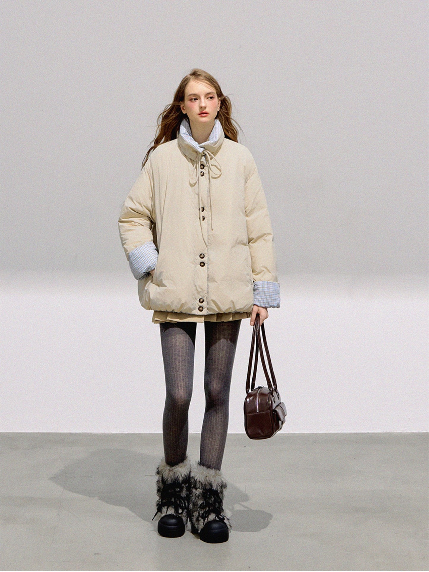 BOHOL BLING - Reversible Contrast Bow-Tie Puffer Jacket