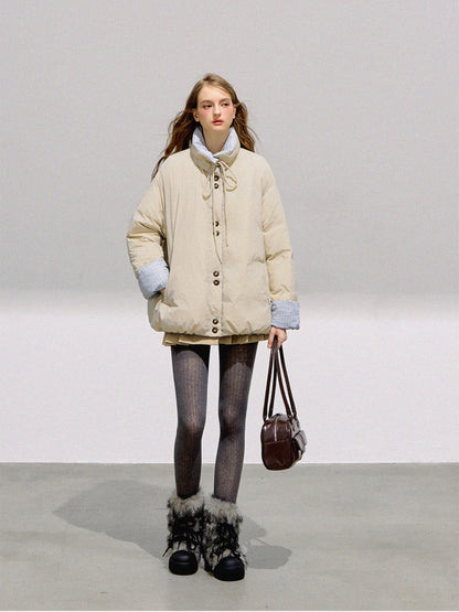 BOHOL BLING - Reversible Contrast Bow-Tie Puffer Jacket