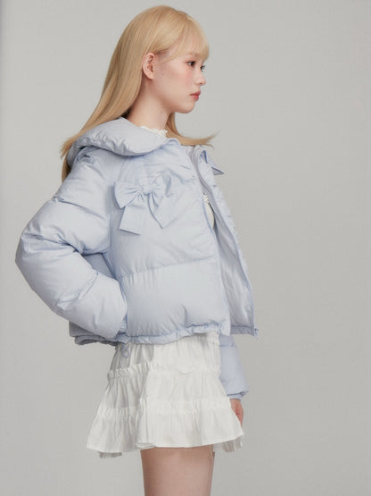 “Blue 90% White Duck Down” Short Puffer Jacket M6666