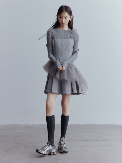 FUSSED Moonlight Elf Beaded Tulle Dress – Storm Gray FOF-25AW204