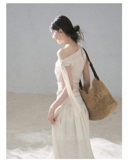 “Frosted Kiss” Dutch Cheese Crystal Mesh Sleeveless Top