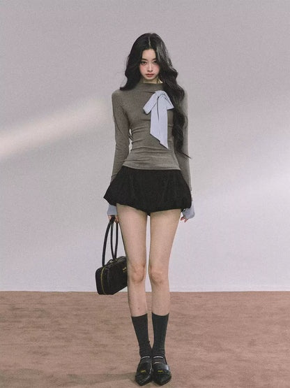 少也眼 Chanel-Inspired Loose Fit Tweed Jacket + Gray Top