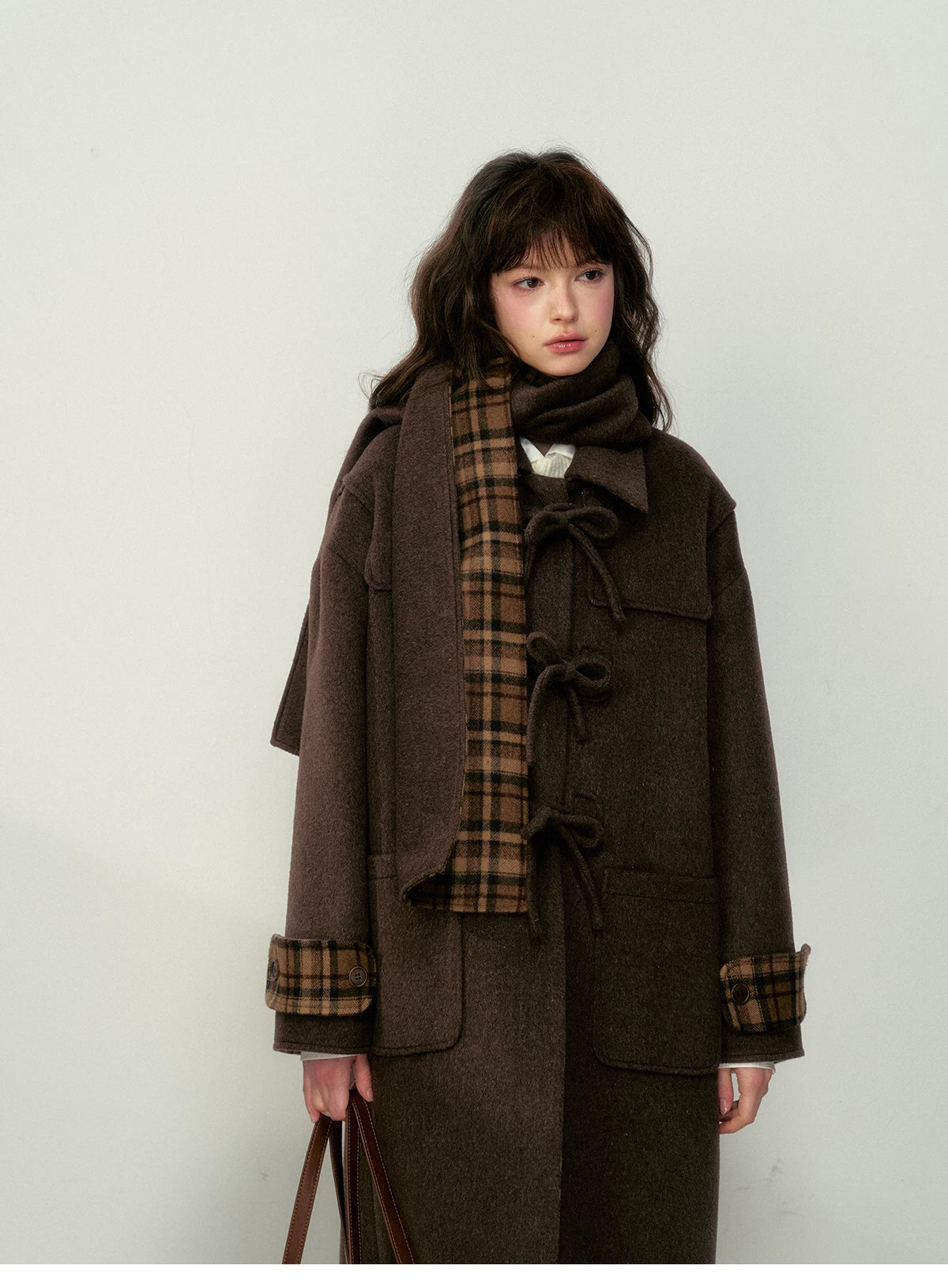 SunsetPark - Vintage Teddy Bear Bow Toggle Wool Coat (Blush Pink / Brown Bear)