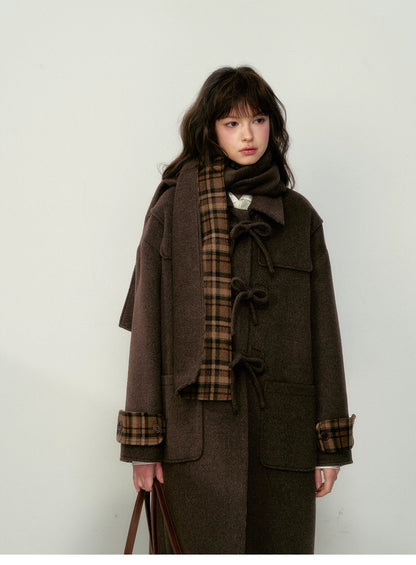 SunsetPark - Vintage Teddy Bear Bow Toggle Wool Coat (Blush Pink / Brown Bear)