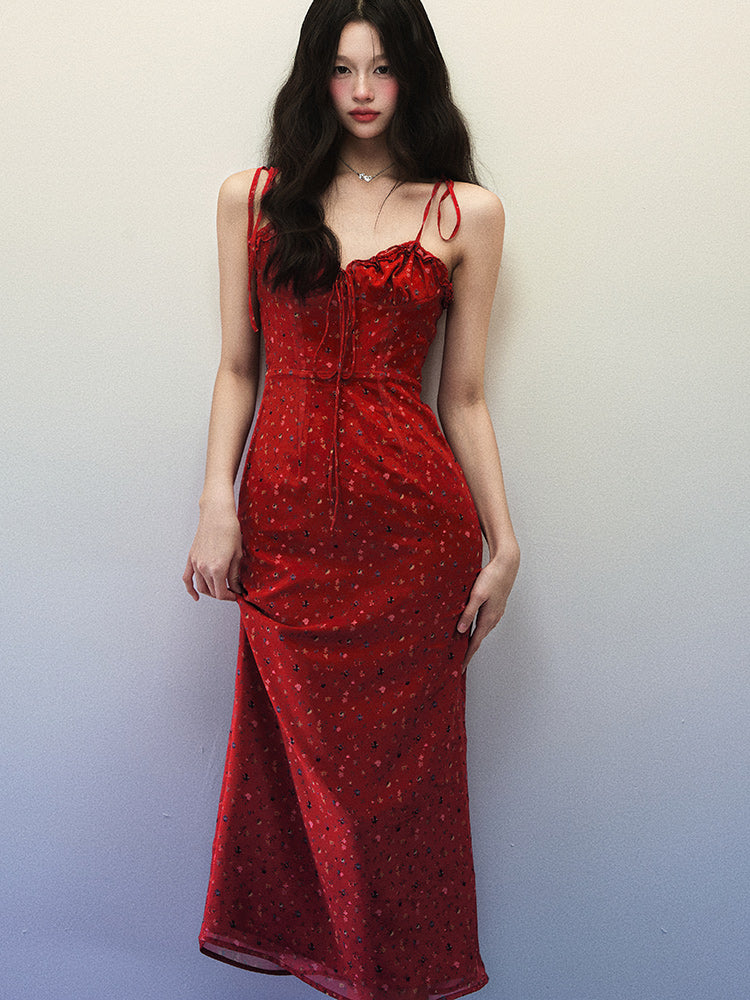1P - “Flower” Rouge Whisper Chiffon Maxi Dress