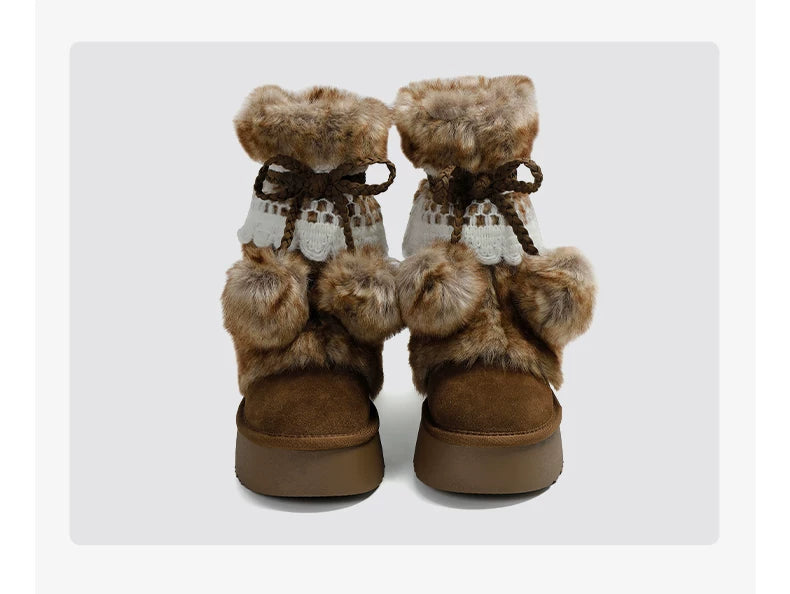 Earl Cat Platform Mid-Calf Snow Boots (Grey / Brown)