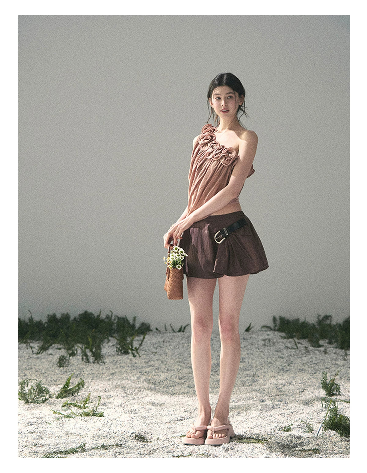 “Where Spring Petals Fall” Dusty Rose Ruffle Off-Shoulder Top