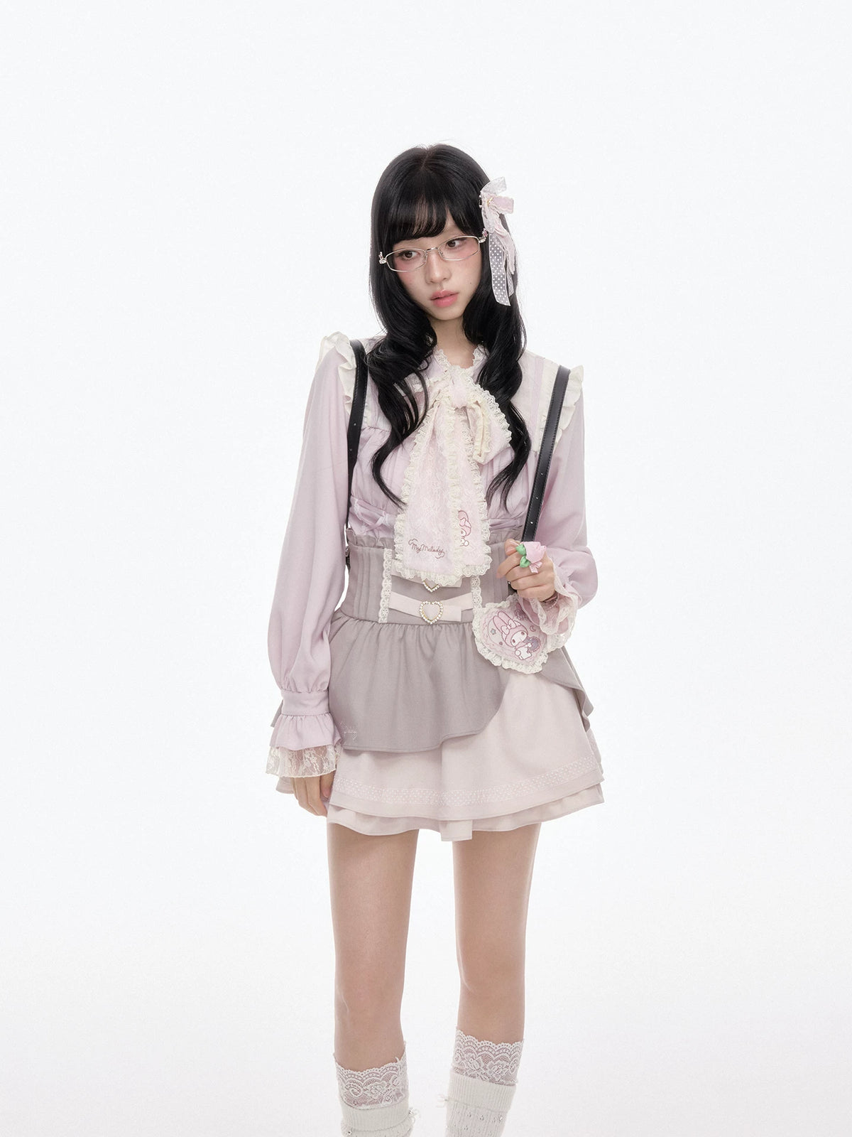 “Melody Mark!” Pink Shirt + Tiered Skirt + Bloomers Set