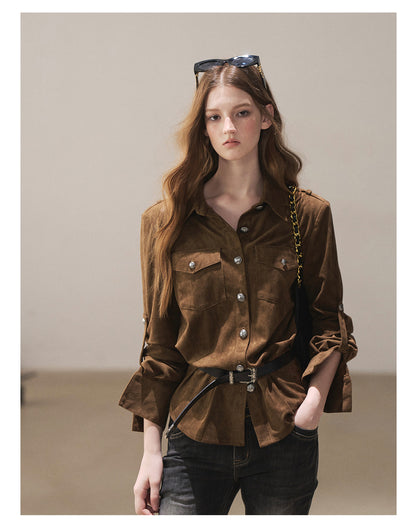 170726 "Scattered Across the Dunes" Rich Cocoa Utility Shirt with Belt