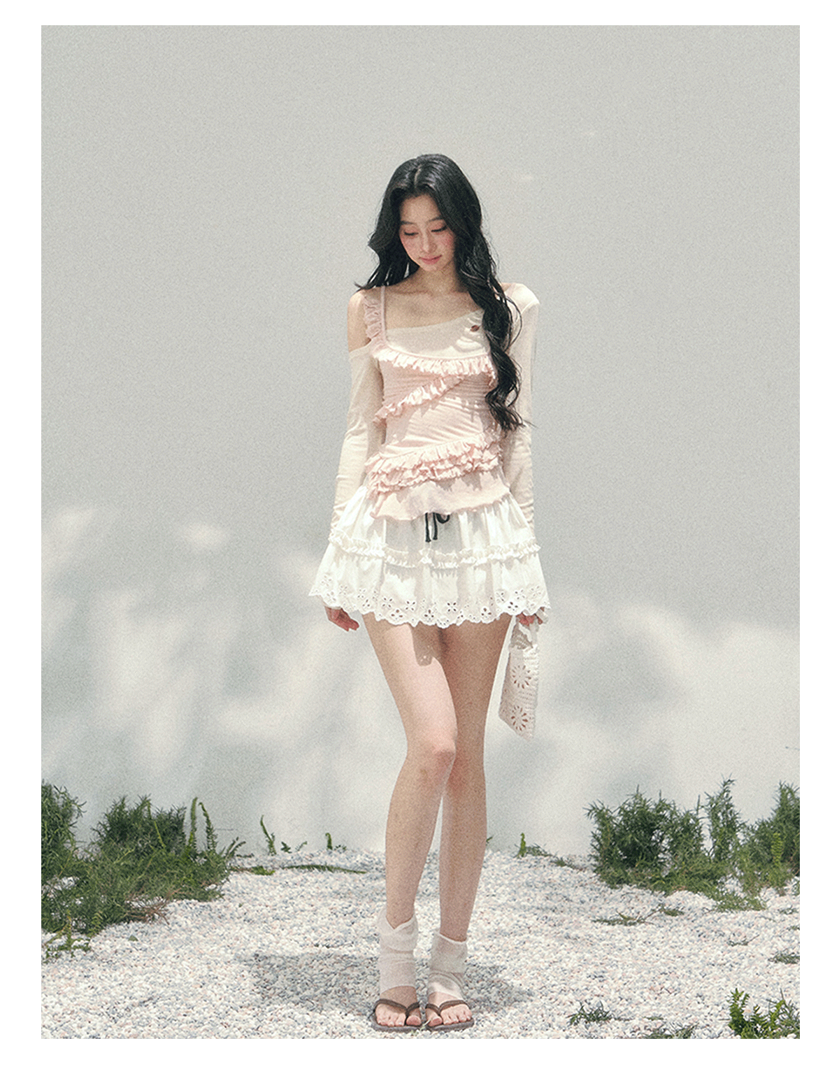 “Sugar Frosted Tenderness” Off-Shoulder Ruched Tee