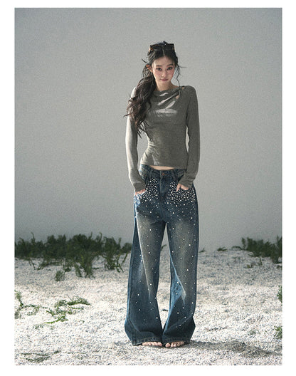 “Silent Verse” Ash Gray Asymmetrical Twist Top