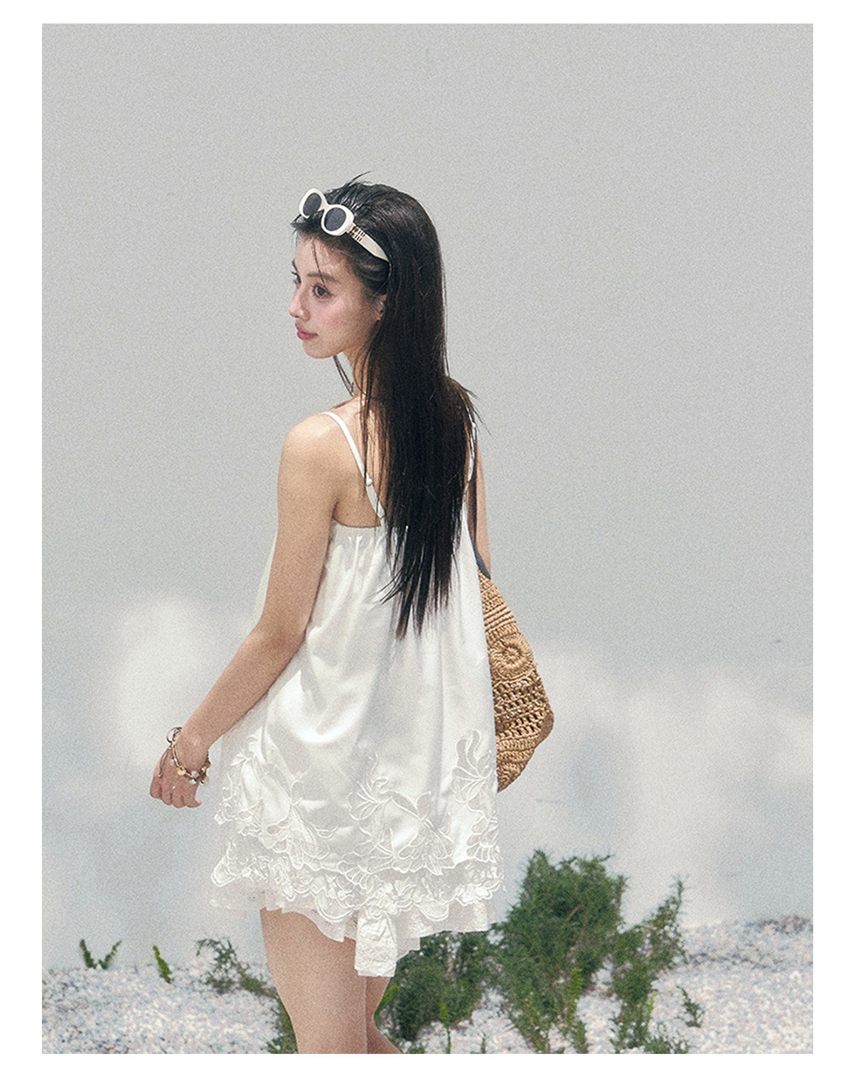 “Bouquet Summer” Camellia White Lace Babydoll Top